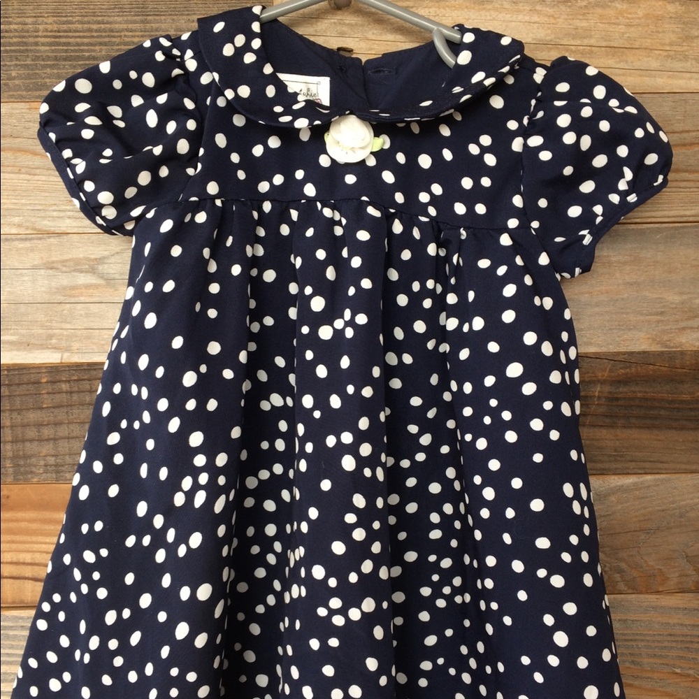 Pippa & Julie Navy Polka Dot Dress, 18 mo